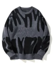 Crewneck Sweater with Irregular Jacquard Pattern