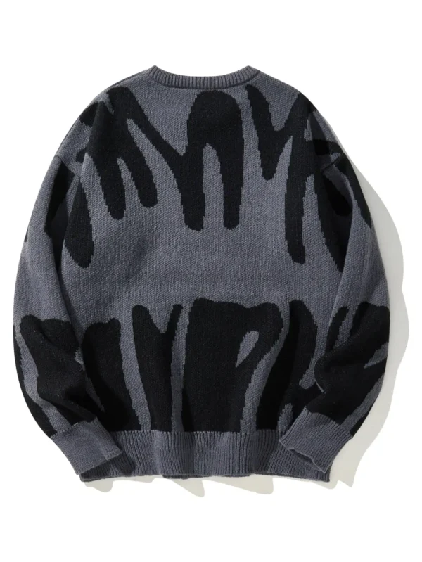 Crewneck Sweater with Irregular Jacquard Pattern - Image 3