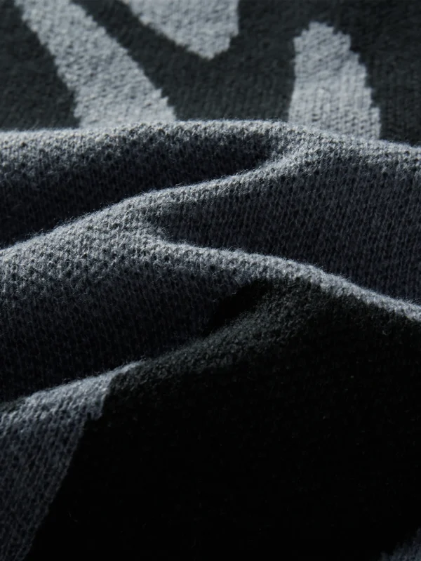 Crewneck Sweater with Irregular Jacquard Pattern - Image 6