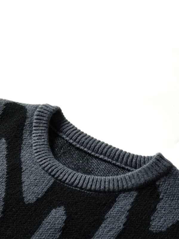 Crewneck Sweater with Irregular Jacquard Pattern - Image 2